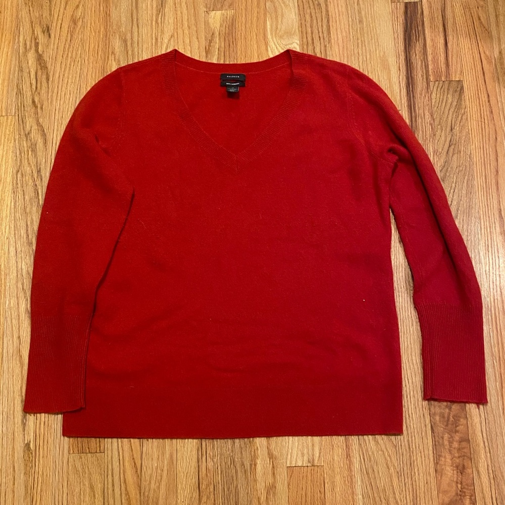 Halogen Nordstrom XL Cashmere Red V Neck Sweater